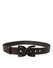 Load image into Gallery viewer, Dolce &amp; Gabbana Dark Brown Leather DG Metal Buckle Belt
