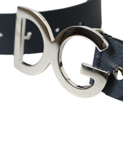 Load image into Gallery viewer, Dolce &amp; Gabbana Blue Leather Silver Logo Metal Buckle Belt
