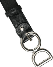 Load image into Gallery viewer, Dolce &amp; Gabbana Black Leather Silver DG Logo Buckle Belt
