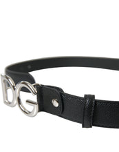 Load image into Gallery viewer, Dolce &amp; Gabbana Black Leather Silver DG Logo Buckle Belt
