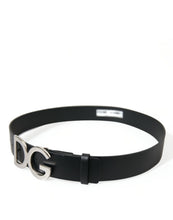 Load image into Gallery viewer, Dolce &amp; Gabbana Black Leather Silver Logo Metal Buckle Belt
