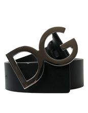 Load image into Gallery viewer, Dolce &amp; Gabbana Black Leather Silver Logo Metal Buckle Belt

