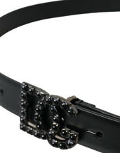 Load image into Gallery viewer, Dolce &amp; Gabbana Black Calf Leather DG Crystal Buckle Belt
