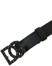 Load image into Gallery viewer, Dolce &amp; Gabbana Black Calf Leather DG Crystal Buckle Belt
