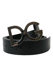 Load image into Gallery viewer, Dolce &amp; Gabbana Black Calf Leather Silver Metal Buckle Belt
