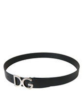 Load image into Gallery viewer, Dolce &amp; Gabbana Black Calf Leather Silver Metal Buckle Belt
