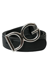 Load image into Gallery viewer, Dolce &amp; Gabbana Black Leather Silver Metal Logo Buckle Belt
