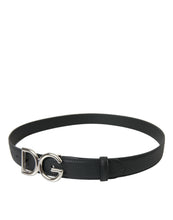 Load image into Gallery viewer, Dolce &amp; Gabbana Black Leather Silver Metal Logo Buckle Belt
