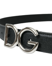 Load image into Gallery viewer, Dolce &amp; Gabbana Black Leather Silver Metal Logo Buckle Belt
