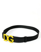 Load image into Gallery viewer, Dolce &amp; Gabbana Yellow Nylon Logo Print Metal Buckle Belt
