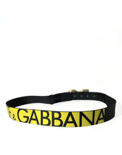 Load image into Gallery viewer, Dolce &amp; Gabbana Yellow Nylon Logo Print Metal Buckle Belt
