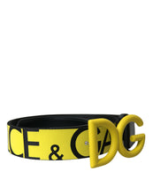 Load image into Gallery viewer, Dolce &amp; Gabbana Yellow Nylon Logo Print Metal Buckle Belt
