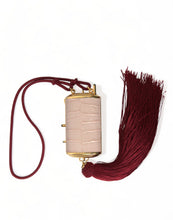 Load image into Gallery viewer, Dolce &amp; Gabbana Pink Exotic Leather Mini Mirror Tassel Makeup Bag
