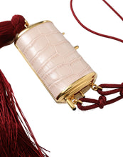 Load image into Gallery viewer, Dolce &amp; Gabbana Pink Exotic Leather Mini Mirror Tassel Makeup Bag
