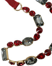 Load image into Gallery viewer, Dolce &amp; Gabbana Red Leather Crystal Chain Waist Belt
