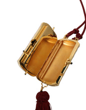 Load image into Gallery viewer, Dolce &amp; Gabbana Pink Exotic Leather Mini Mirror Tassel Makeup Bag
