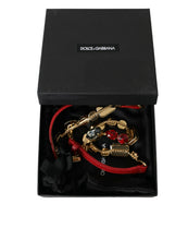 Load image into Gallery viewer, Dolce &amp; Gabbana Red Leather Crystal Chain Waist Belt
