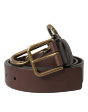 Load image into Gallery viewer, Dolce &amp; Gabbana Brown Calf Leather Gold Metal Buckle Belt
