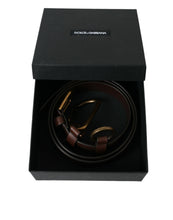 Load image into Gallery viewer, Dolce &amp; Gabbana Brown Calf Leather Gold Metal Buckle Belt
