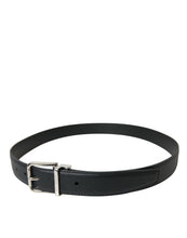 Load image into Gallery viewer, Dolce &amp; Gabbana Black Calf Leather Silver Metal Buckle Belt
