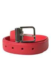 Load image into Gallery viewer, Dolce &amp; Gabbana Red Calf Leather Silver Metal Buckle Belt
