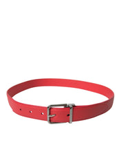 Load image into Gallery viewer, Dolce &amp; Gabbana Red Calf Leather Silver Metal Buckle Belt
