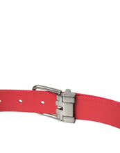 Load image into Gallery viewer, Dolce &amp; Gabbana Red Calf Leather Silver Metal Buckle Belt
