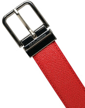 Load image into Gallery viewer, Dolce &amp; Gabbana Red Calf Leather Silver Metal Buckle Belt
