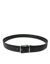 Load image into Gallery viewer, Dolce &amp; Gabbana Black Calf Leather Silver Metal Buckle Belt
