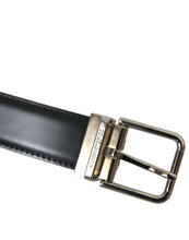 Load image into Gallery viewer, Dolce &amp; Gabbana Black Calf Leather Silver Metal Buckle Belt
