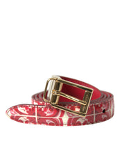 Load image into Gallery viewer, Dolce &amp; Gabbana Red Sicily Leather Gold Metal Buckle Belt
