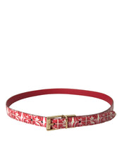 Load image into Gallery viewer, Dolce &amp; Gabbana Red Sicily Leather Gold Metal Buckle Belt
