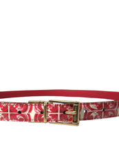 Load image into Gallery viewer, Dolce &amp; Gabbana Red Sicily Leather Gold Metal Buckle Belt
