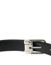 Load image into Gallery viewer, Dolce &amp; Gabbana Black Calf Leather Silver Metal Buckle Belt
