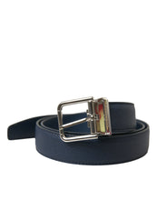 Load image into Gallery viewer, Dolce &amp; Gabbana Navy Blue Leather Silver Metal Buckle Belt
