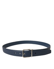 Load image into Gallery viewer, Dolce &amp; Gabbana Navy Blue Leather Silver Metal Buckle Belt
