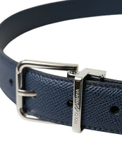Load image into Gallery viewer, Dolce &amp; Gabbana Navy Blue Leather Silver Metal Buckle Belt
