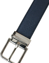 Load image into Gallery viewer, Dolce &amp; Gabbana Navy Blue Leather Silver Metal Buckle Belt
