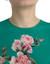 Load image into Gallery viewer, Dolce &amp; Gabbana Green Floral Cat Silk Round Neck Tank Top
