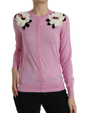 Load image into Gallery viewer, Dolce &amp; Gabbana Pink Floral Crew Neck Button Cardigan Sweater
