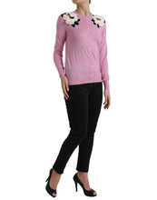 Load image into Gallery viewer, Dolce &amp; Gabbana Pink Floral Crew Neck Button Cardigan Sweater
