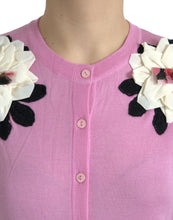 Load image into Gallery viewer, Dolce &amp; Gabbana Pink Floral Crew Neck Button Cardigan Sweater
