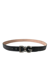 Load image into Gallery viewer, Dolce &amp; Gabbana Black Leather Silver Logo Metal Buckle Belt
