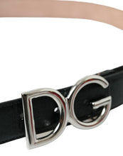Load image into Gallery viewer, Dolce &amp; Gabbana Black Leather Silver Logo Metal Buckle Belt
