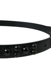 Load image into Gallery viewer, Dolce &amp; Gabbana Black Embellished Leather Engraved Buckle Belt
