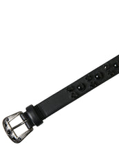 Load image into Gallery viewer, Dolce &amp; Gabbana Black Embellished Leather Engraved Buckle Belt
