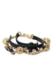 Load image into Gallery viewer, Dolce &amp; Gabbana Black Suede Gold Chain Crystal Waist Belt
