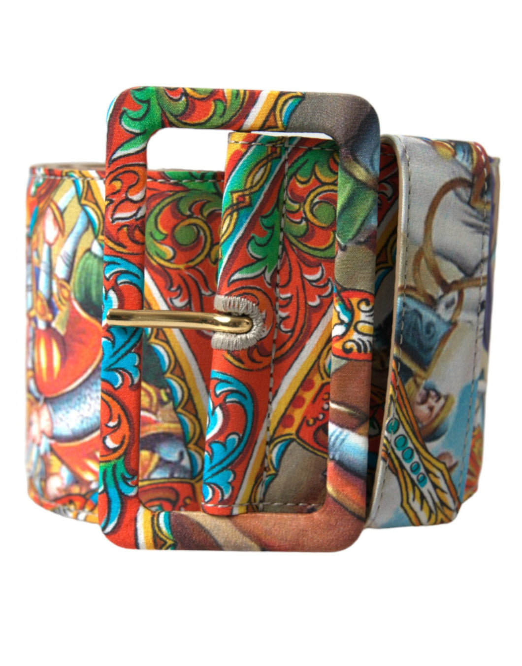 Dolce & Gabbana Multicolor Carretto Fabric Wide Waist Belt