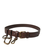 Load image into Gallery viewer, Dolce &amp; Gabbana Brown Calf Leather Gold Metal Buckle Belt
