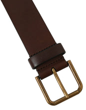 Load image into Gallery viewer, Dolce &amp; Gabbana Brown Calf Leather Gold Metal Buckle Belt
